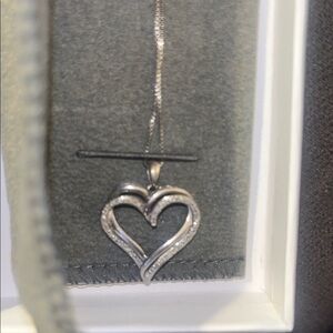 jcpenney Silver Heart Pendant Necklace with Crystal Accents